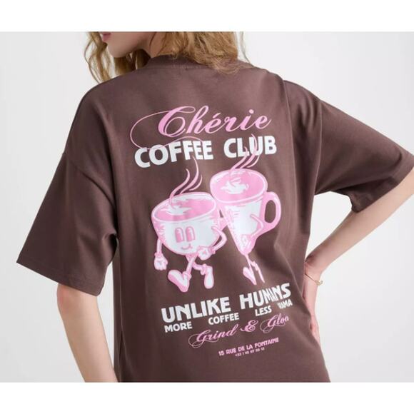 New Unlike Human Oversized Coffee Grind and Glow Graphic Shirt Size Large - Picture 1 of 4